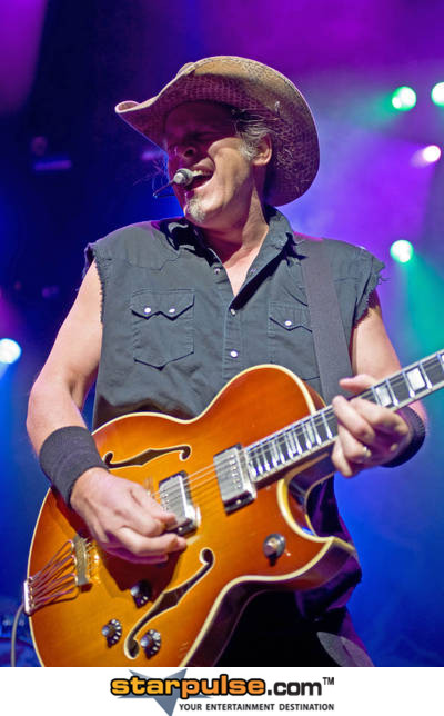 Photo of Ted Nugent at the O2 arena in London John Schlick was the Lighting Designer for.