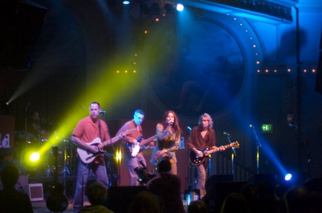 Photo of the front line of the Colorfield band.  John Schlick was the Lighting Designer.