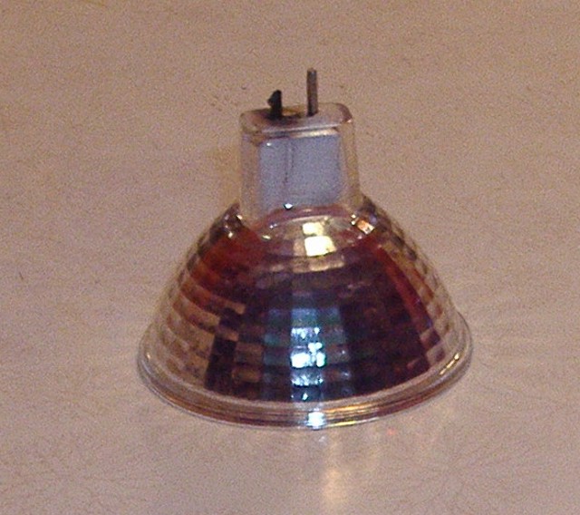 An EYC lamp with it's pins burned off.