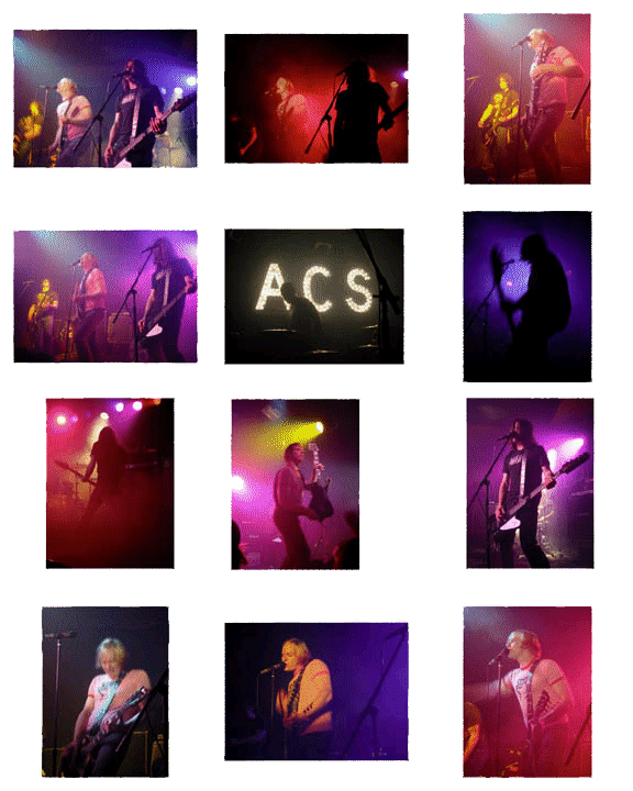 Photo montage of Alien Crime Syndicate at a CD release party.  John Schlick was the Lighting Designer.