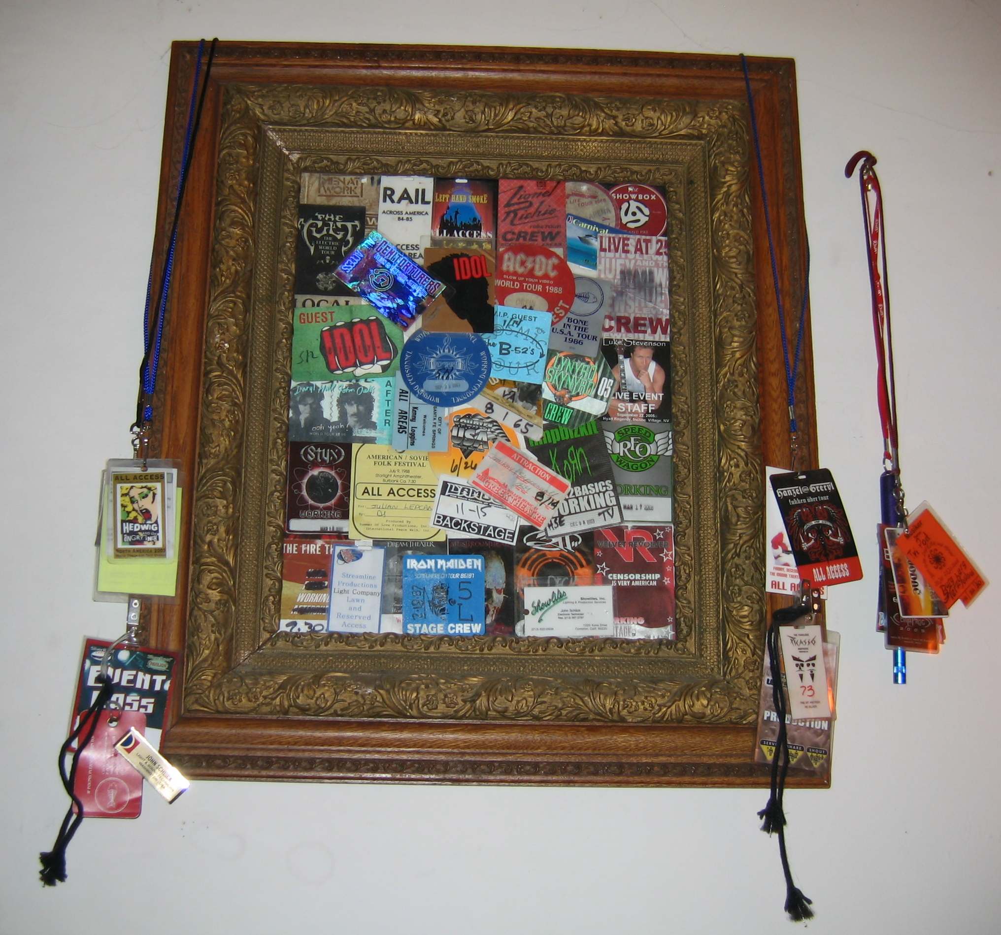 John Schlick's collection of Backstage Passes