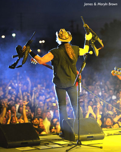Photo of Ted Nugent with GUNS  John Schlick was the Lighting Designer for this show.